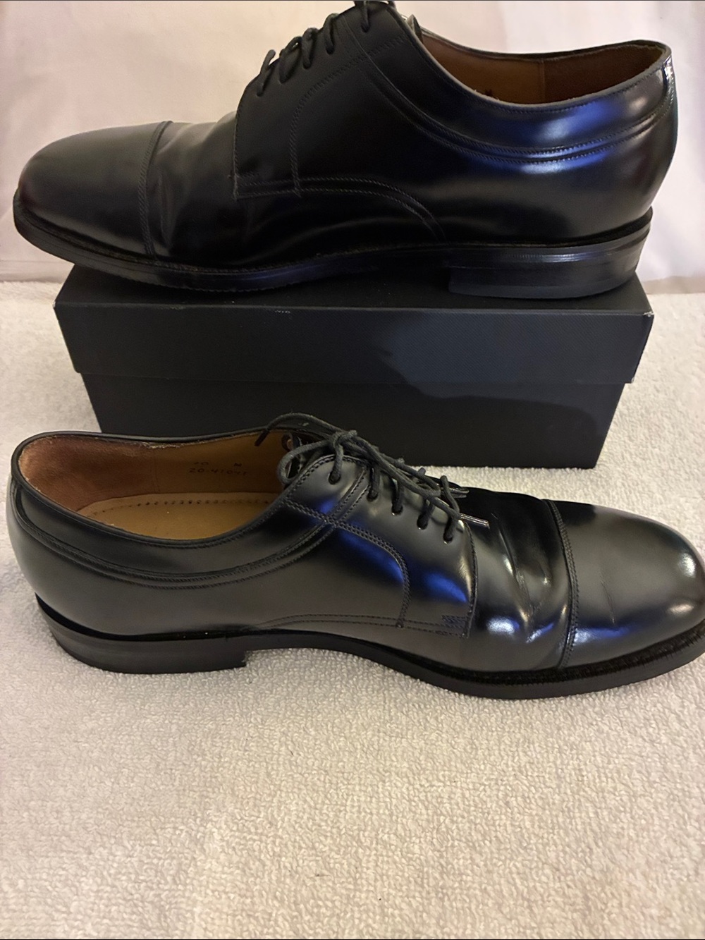 J. Murphy by Johnson & Murphy Classic Black leather Cap-Toe Men’s Dress Oxfords